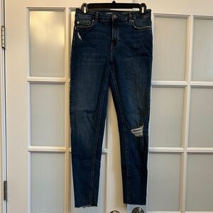 Denim&Co Dark Blue Women's Skinny Jeans with Distress